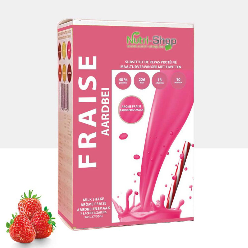 Shake Fraise Protéiné Substitut Repas Boite 7 sachets