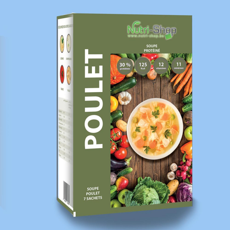 Soupe poulet Protéinée Substitut Repas Boite 7 sachets